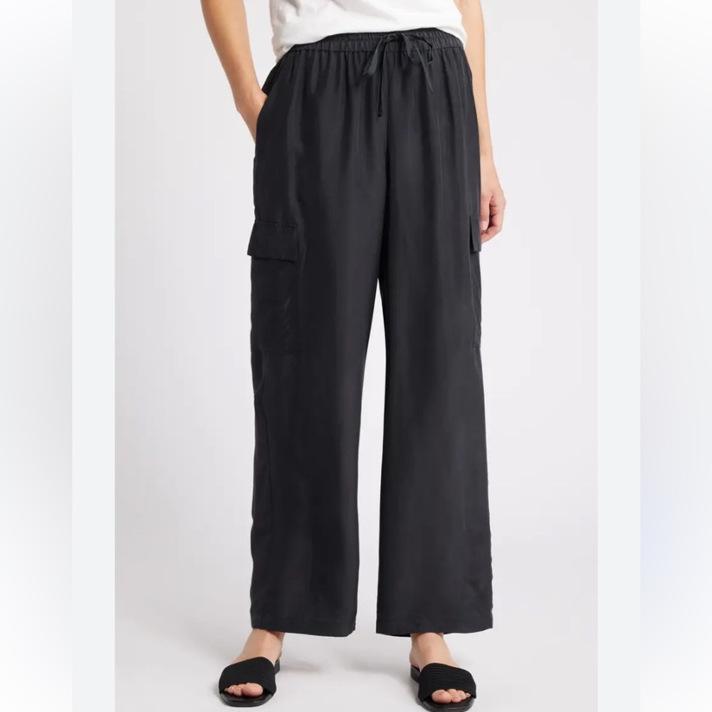 Eileen Fisher silk cargo Straight Leg Drawstring Pants
